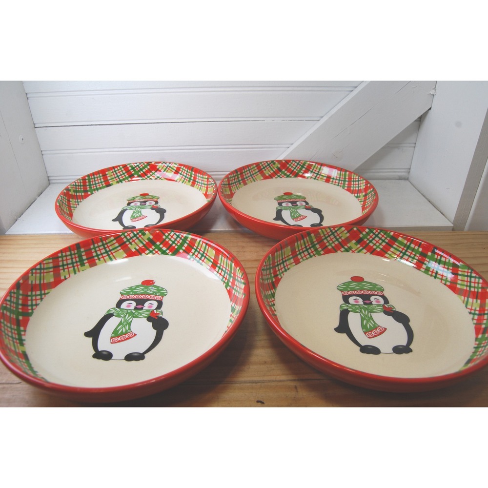 Christmas bowls Tempations Winter Whimsy by Tara 7.5 inches‎ Set of four Penguin
